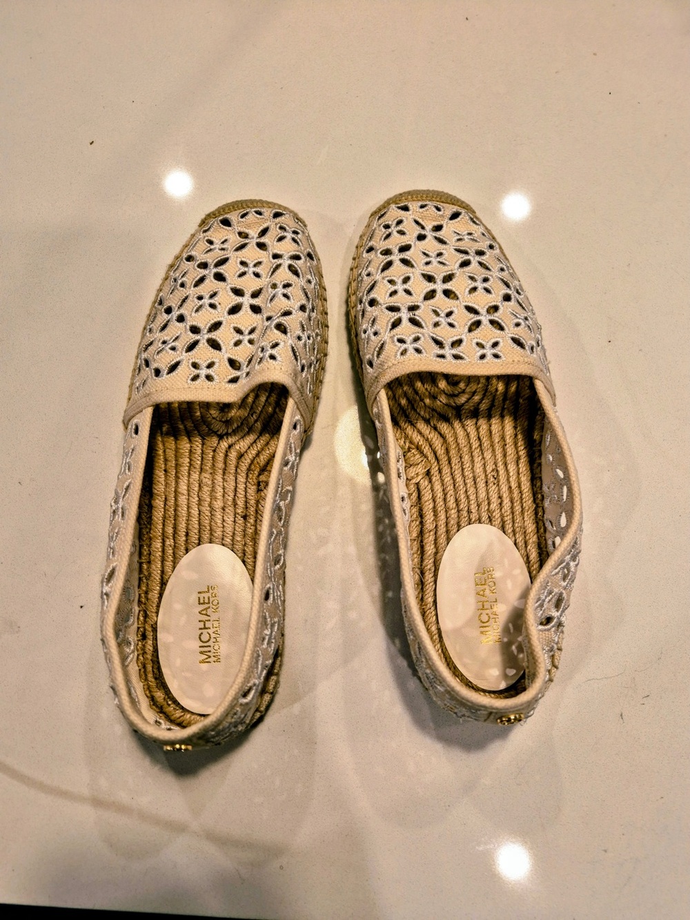Michael Kors Cream Laser-Cut Espadrille Flats size 8.5